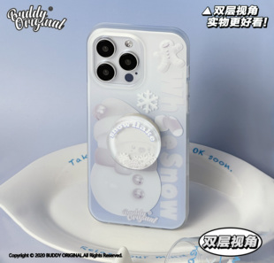 BUDDY原创圣诞雪人双层磨砂适用iphone15promax手机壳14pro秋冬款 12高级15软壳女 苹果13新款