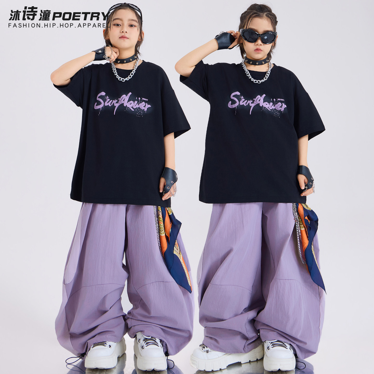 街舞儿童潮服嘻哈少儿hiphop潮牌童装酷帅男童架子鼓演出服女童夏