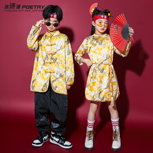 儿童啦啦队表演出服装国潮小学生运动会开幕式中国风班服唐装套装