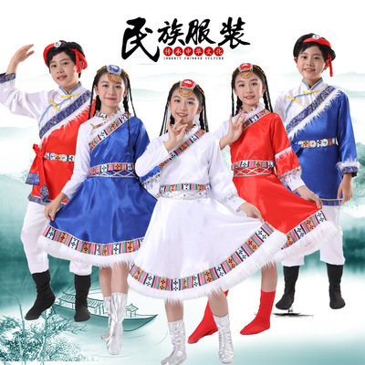 儿童藏族表演练习裙藏族舞次仁拉索女童藏族吉祥热巴鼓舞表演服