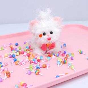 扭扭棒小狗配饰仿真糖果手工DIY玩偶装饰配件迷你彩色条纹棒棒糖