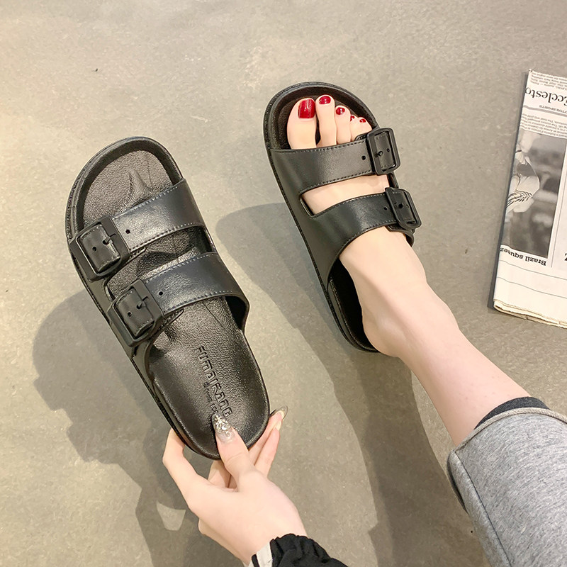 情侣拖鞋外穿夏室内居家洗澡防滑一字拖女厚底透气ins潮海边凉拖