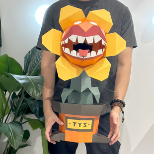 万圣节大号马里奥食人花摆件大型游戏卡通花朵落地装饰品创意折纸