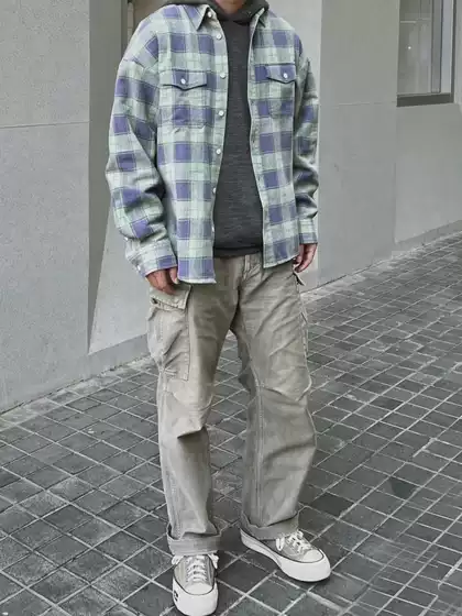 Visvim Fil 23Aw Pioneer Nakamura Nichiya Plaid Shirt Spring and Autumn Washed Long-Sleeved Shirt