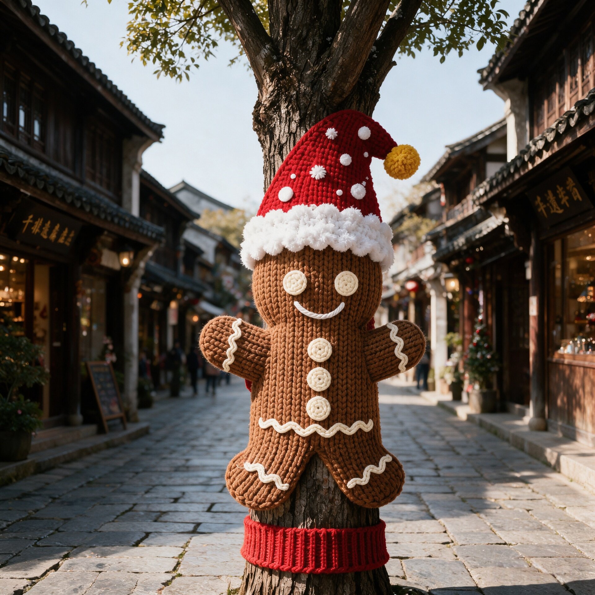 圣诞树毛衣服手工毛线装饰成品编织景点打卡户外彩色缠绕衣装饰