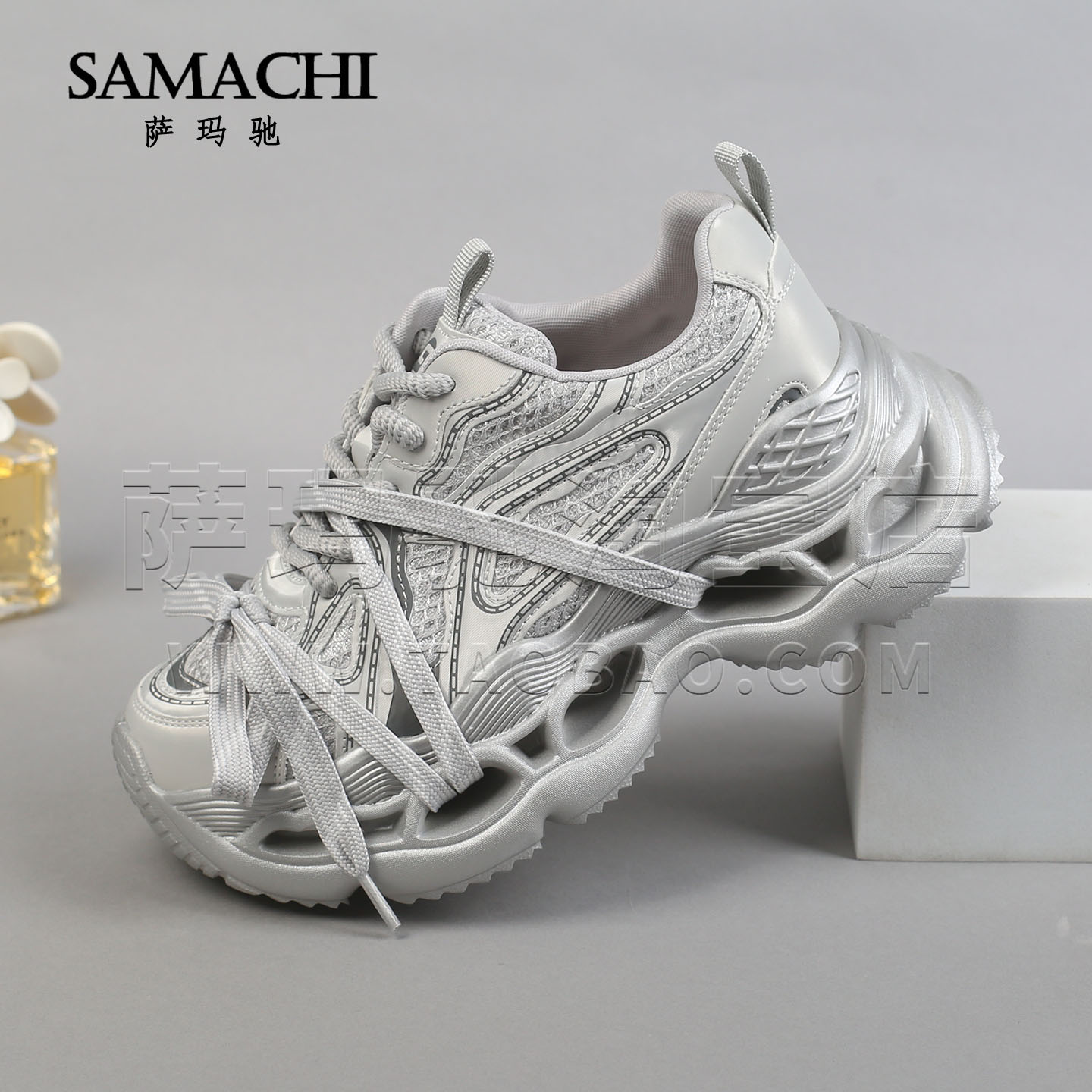 萨玛驰老爹鞋女2025秋季新款厚底增高休闲运动鞋轻便透气跑步鞋子