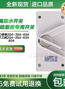 全新工业级防水隔离开关 单相三相 WHD WHT20 35 63A拨叉开关现货