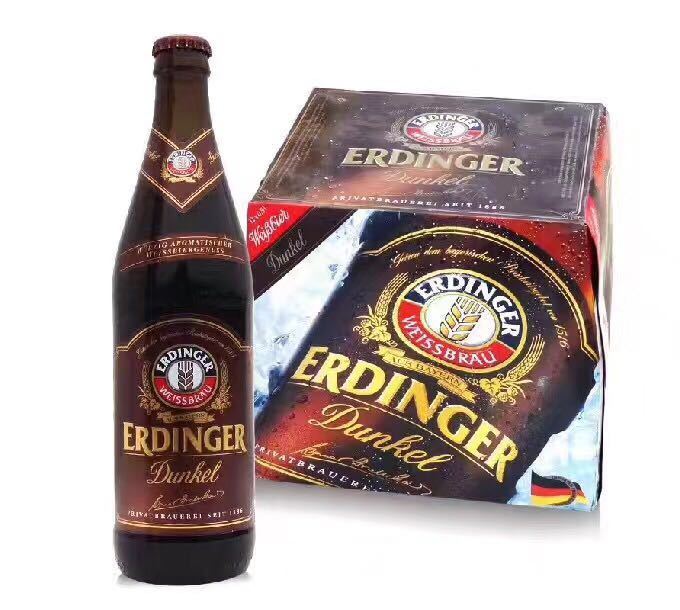 【进口】艾丁格（ERDINGER）500ml*12瓶装德国精酿黑啤清仓啤酒