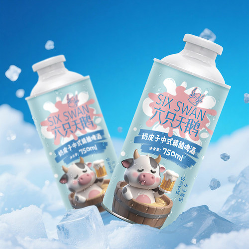 【官方授权正品】六只天鹅奶皮子中式精酿啤酒750ml*4瓶装整箱