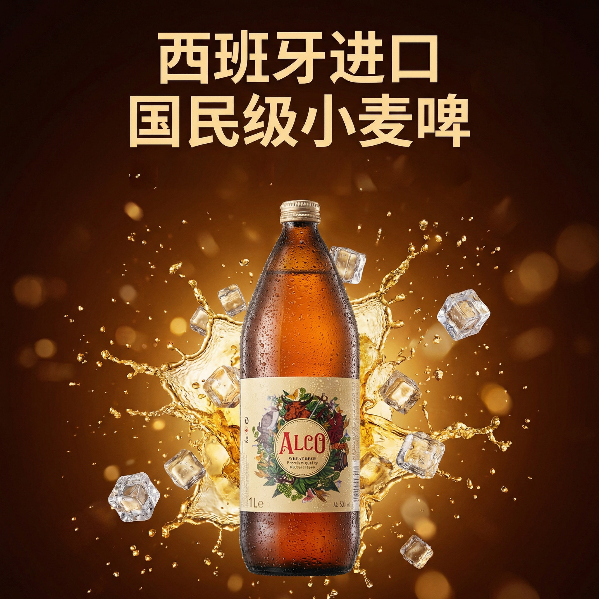 【进口】阿尔寇小麦啤酒1L*6瓶装西班牙精酿原浆白啤啤整箱