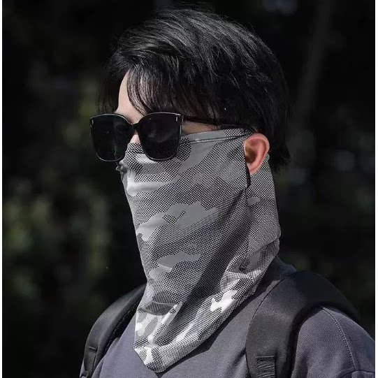 新款迷彩防晒面罩男士冰丝口罩全脸护颈骑行防沙面巾