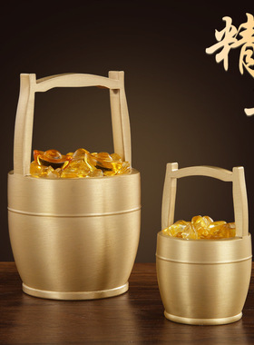 黄铜一桶金金属摆件小水桶铜水桶创意黄铜开业办公室礼品厂家