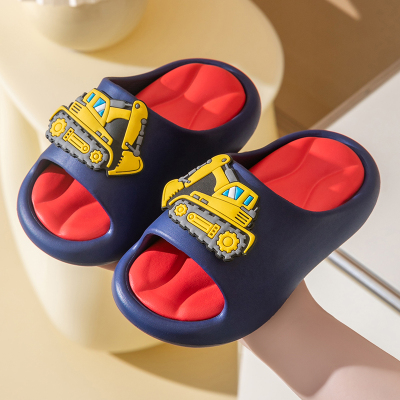 卡通挖掘机儿童厚底防滑拖鞋外穿