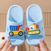 新款 卡通挖掘机儿童拖鞋 男童夏季 EVA厚底踩屎感宝宝家用防滑凉拖