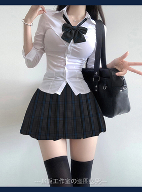 川岛私立学院凛凛jk制服套装黑丝纯欲性感收腰狗短jk辣妹短裙36cm