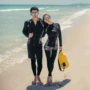 Bộ đồ lặn Hàn Quốc nam nữ chia tay lặn nổi quần áo mẹ lướt người yêu phù hợp với áo chống nắng đồ bơi dài tay quần phù hợp - Vài đồ bơi 	đồ đôi maxi đi biển