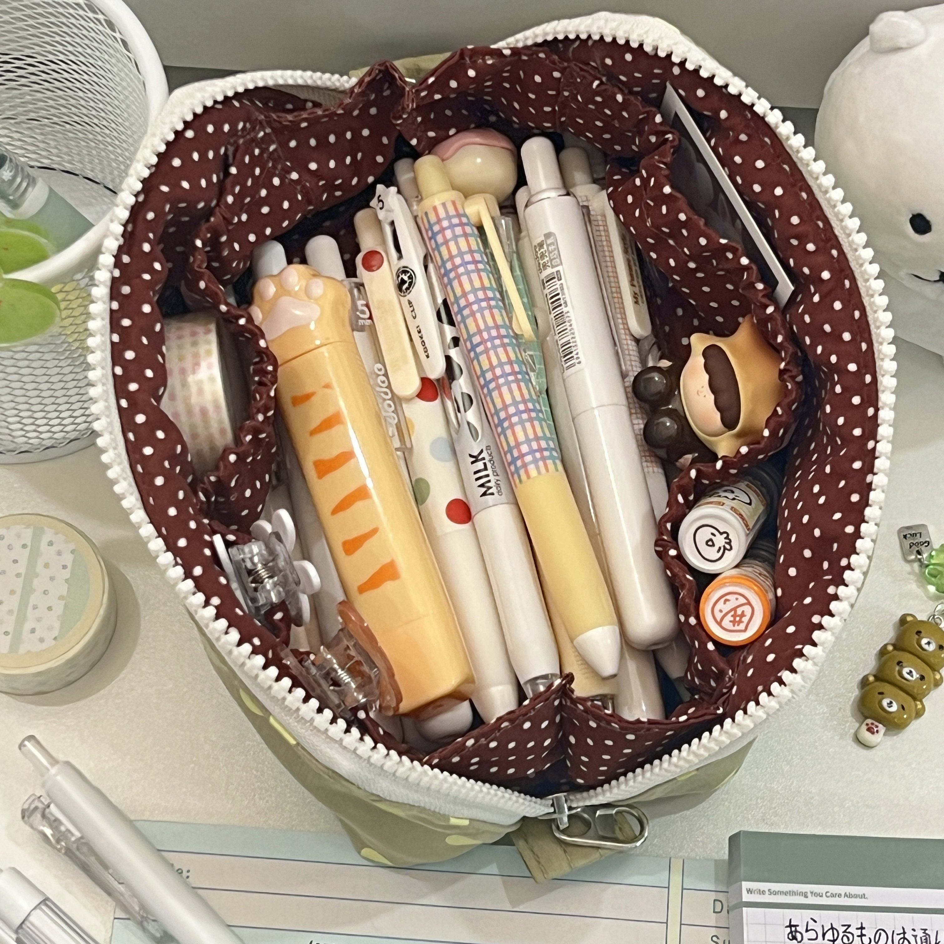 韩系ins风蛋黄夹心大开口笔袋波点多隔层大容量文具收纳袋铅笔袋,文具电教/文化用品/商务用品,笔袋,淘宝优惠券,粉丝福利购,淘宝优惠卷