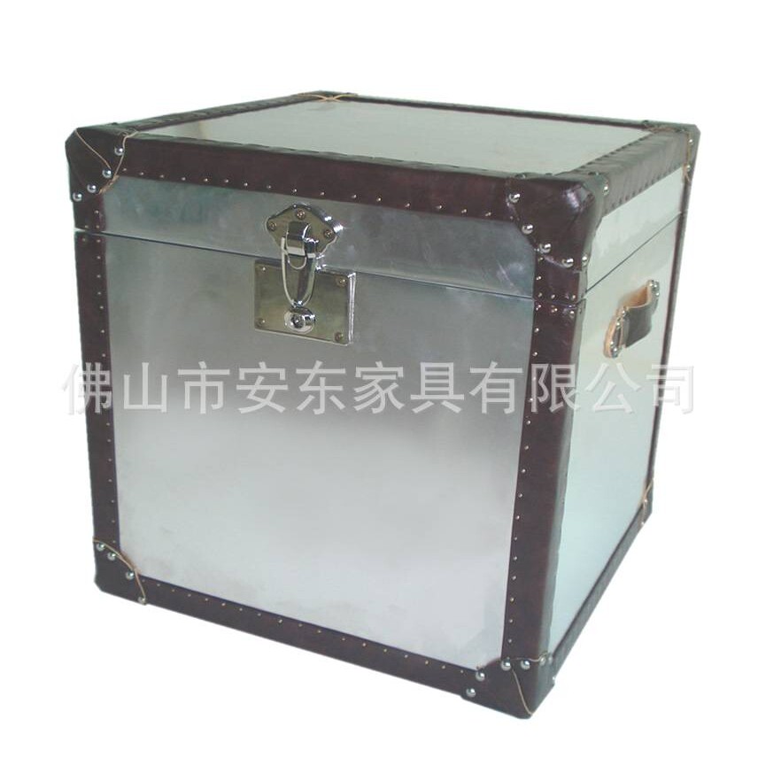 美式loft工业风家具创意复古铝皮茶几储物箱子茶几仿古做旧茶几桌