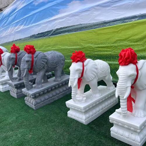 门口大象石雕汉白玉别墅雕塑门口摆件庭院摆件大门石象石雕大象