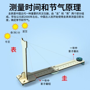 圭表模型套装测量仪器二十四节气实验教具日影观测科学DIY小制作