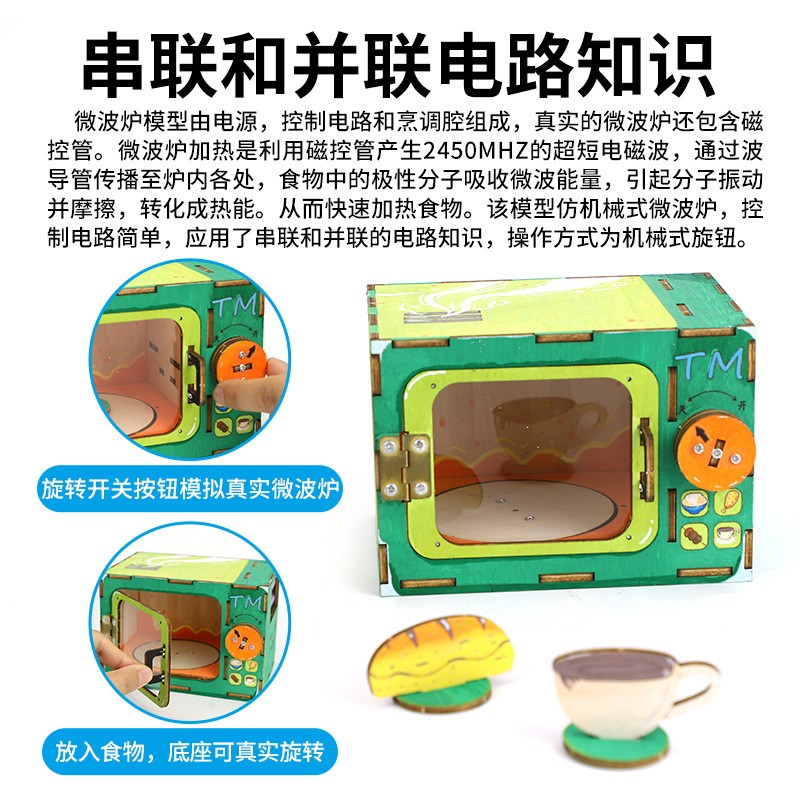 steam玩具科技小制作微波炉模型小学生手工儿童玩具科教实验RF21
