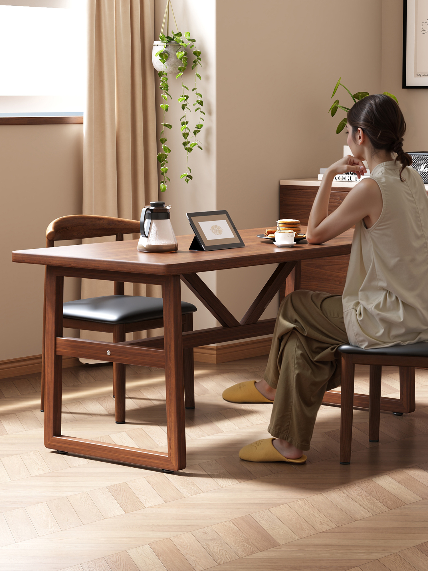 餐桌家用小户型客厅大板桌饭桌餐饮商用餐桌椅组合长方形吃饭桌子