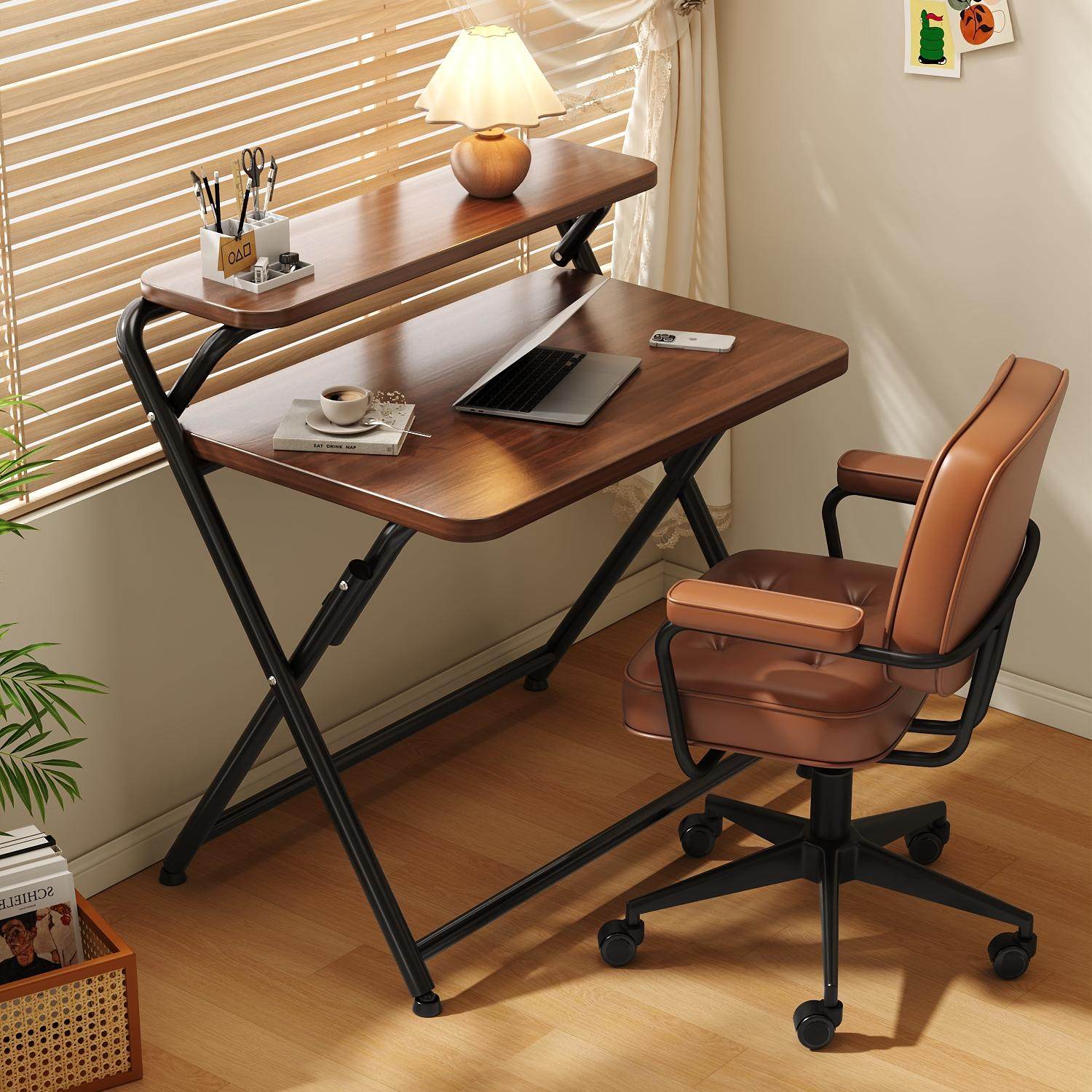 可折叠书桌电脑桌学生家用学习书桌简易办公卧室床边桌子免安装