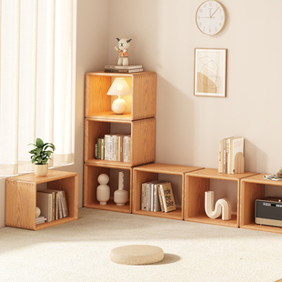 实木格子柜可自由组合落地书架书房置物架收纳展示柜儿童创意书柜