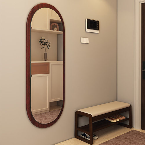 全身镜家用入户玄关壁挂式全身镜异形覆古挂墙镜子贴墙大号全身镜