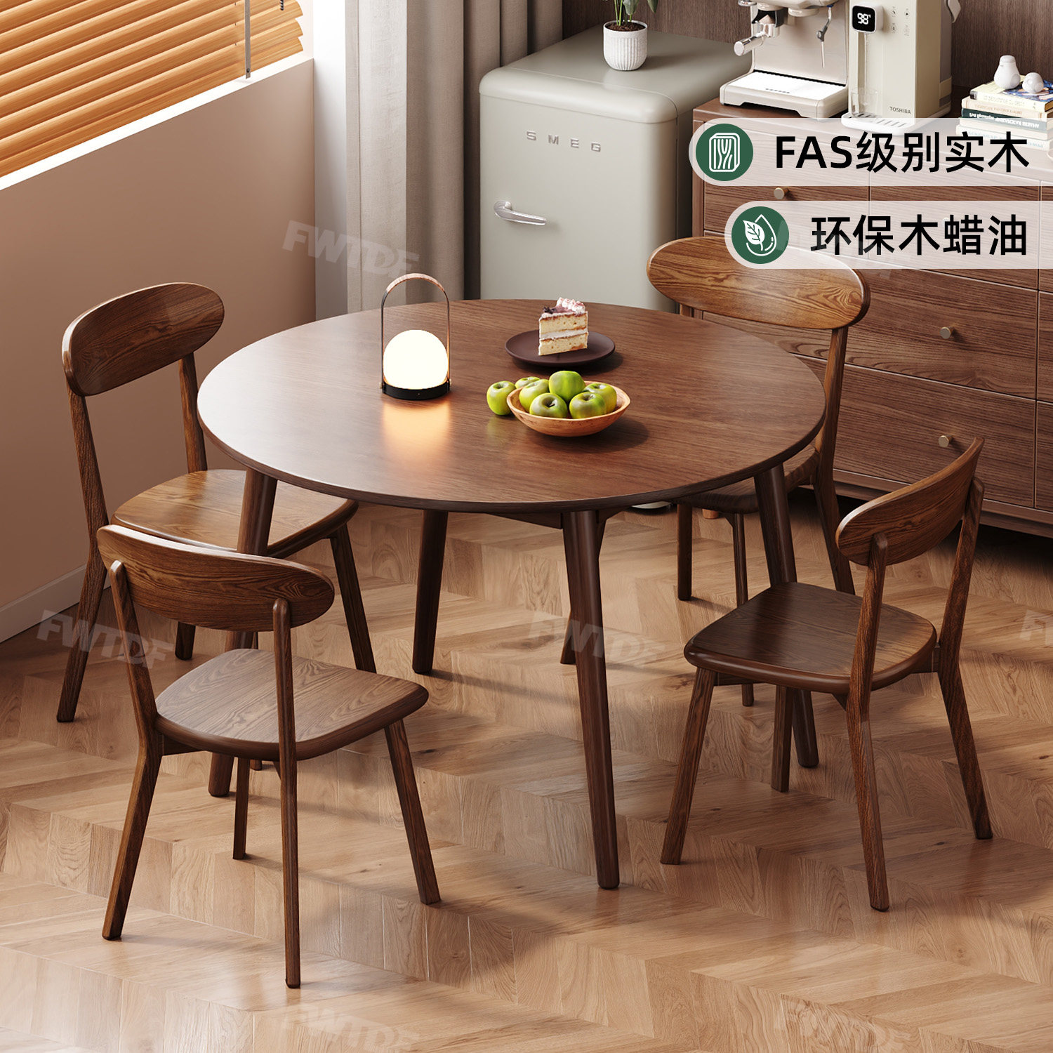 实木圆桌圆形餐桌家用小户型吃饭饭桌阳台小圆桌子商用洽谈餐桌椅