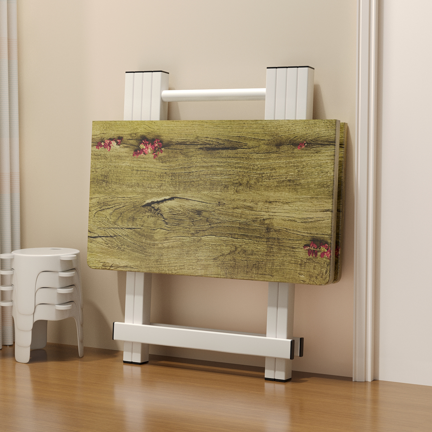 可折叠桌家用小户型简易餐桌可携式四方桌正方形吃饭桌子出租屋用