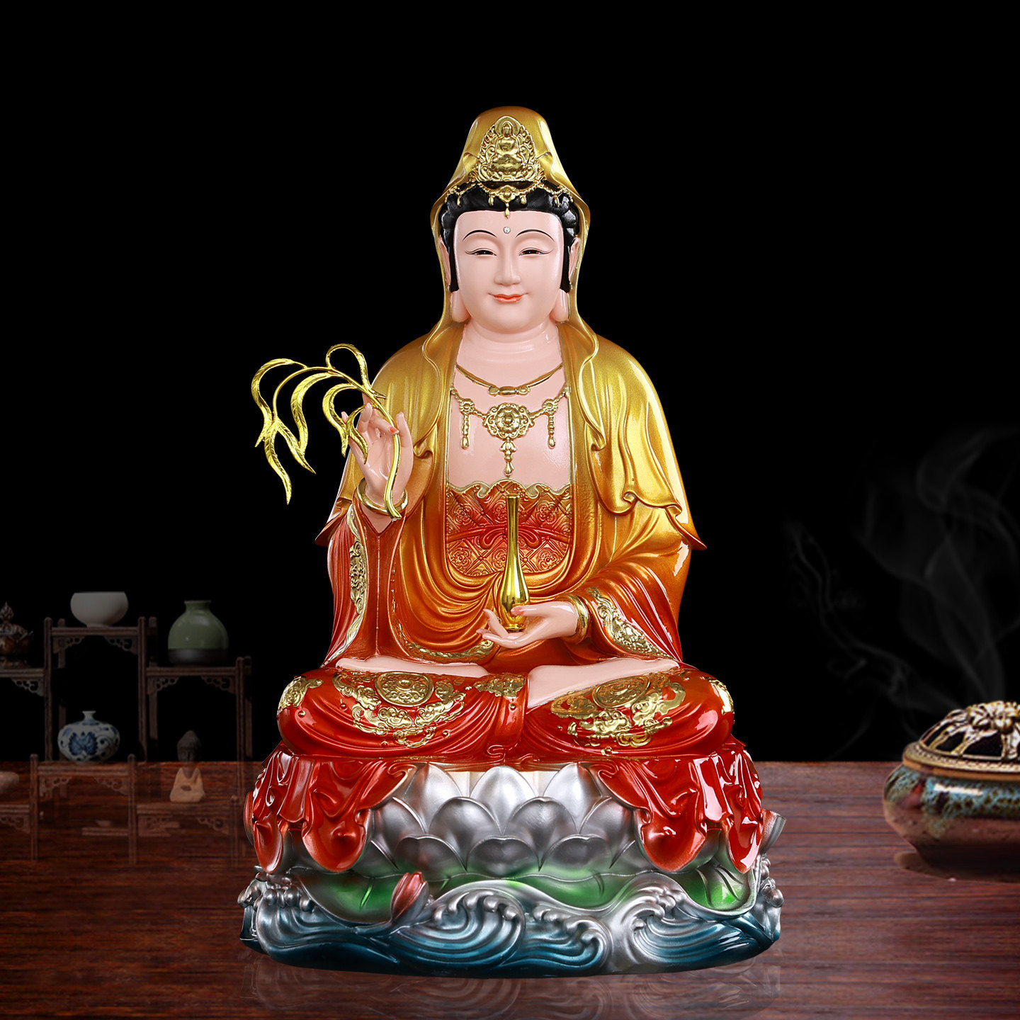 观音娘娘佛像滴水观音家用店铺佛堂寺庙供奉摆件坐像观世音菩萨像
