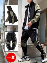男士套装春秋装2019新款工装夹克1