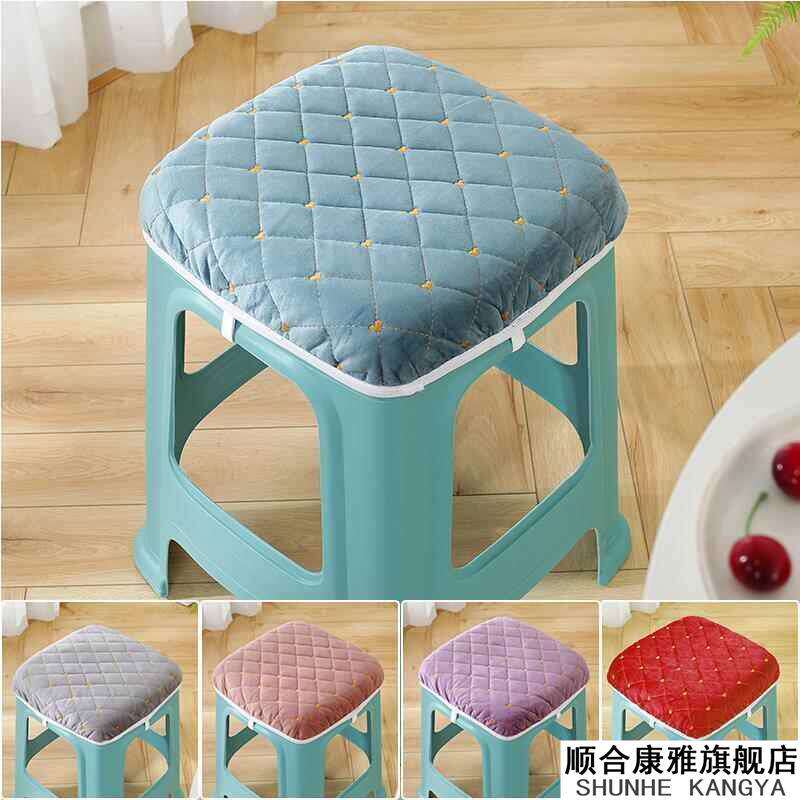 方凳子座套方形椅子坐垫塑料正方形套罩加棉加厚饭店家用四季通用