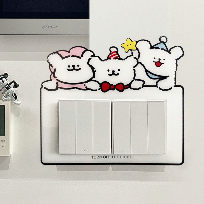 小狗开关贴家用插座边框套创意开关保护套亚克力装饰遮丑墙贴装饰