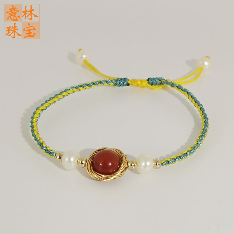 原创纯手工ins清新时尚小仙女手链汉服配饰民族风珍珠月光石手绳