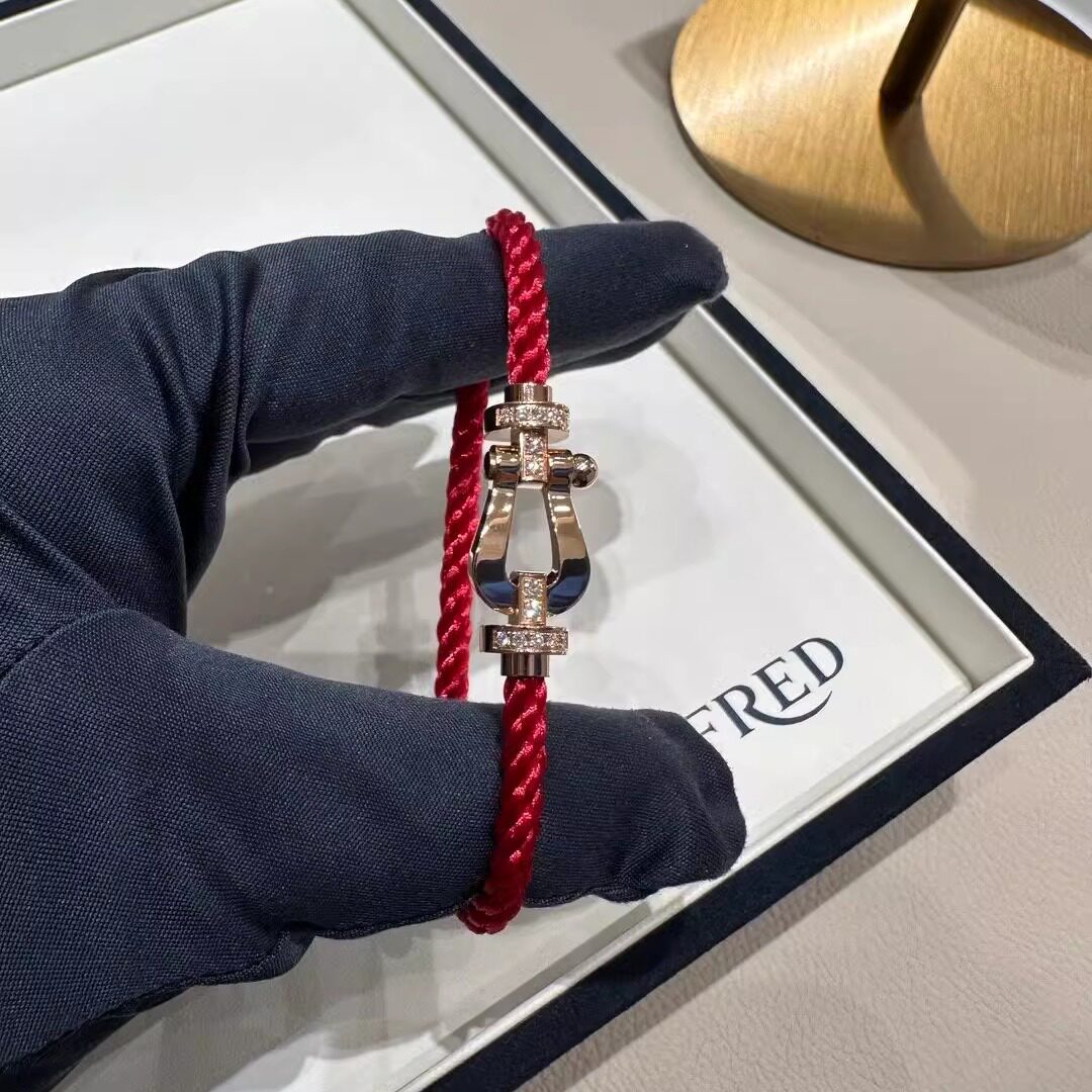 fred/弗雷德 经典款force 10手绳 18k玫瑰金 镶钻 马蹄扣情侣手链