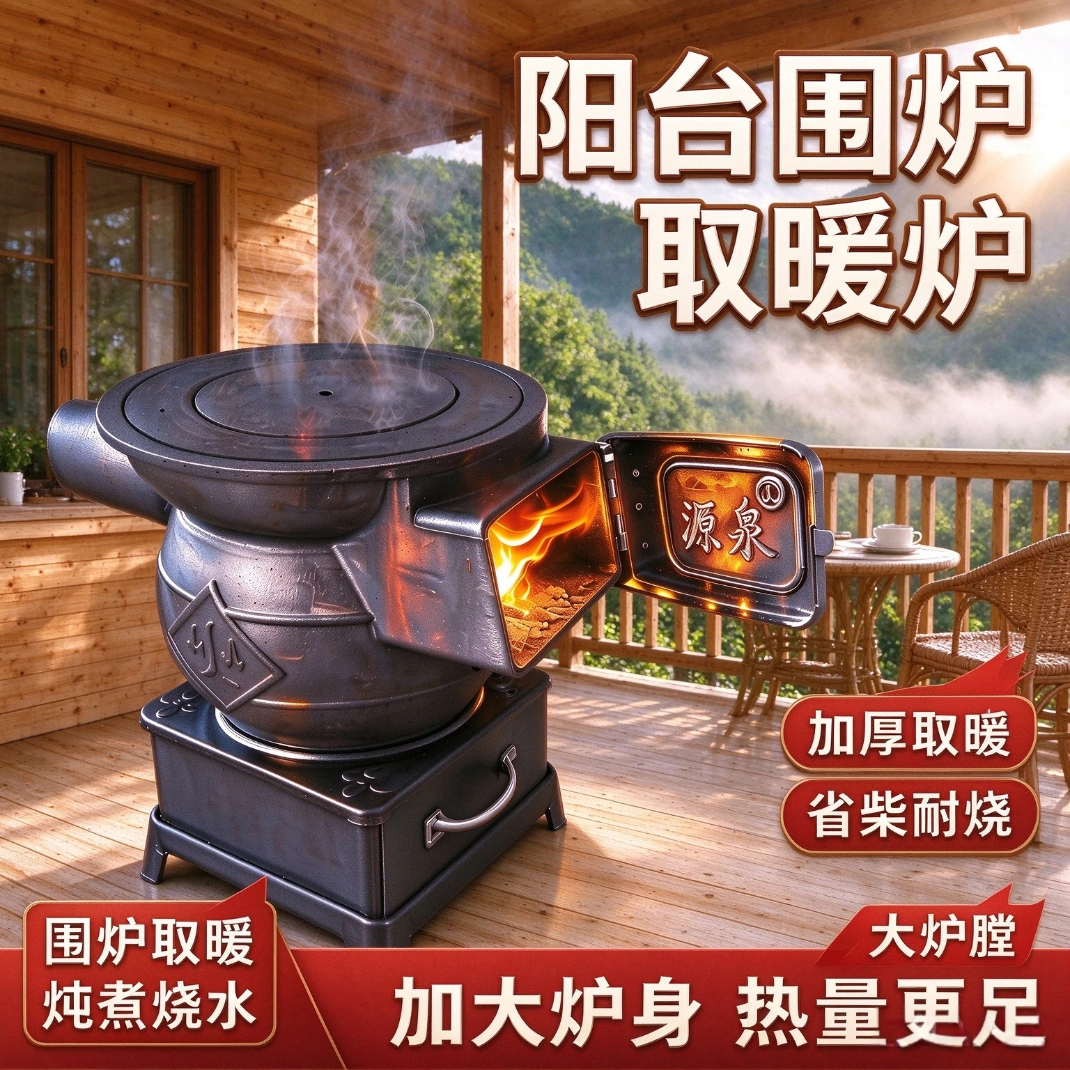 铸铁炉取暖炉生铁炉家用通炕炉烧煤柴加厚炮弹煤炭炉特厚铸铁炉