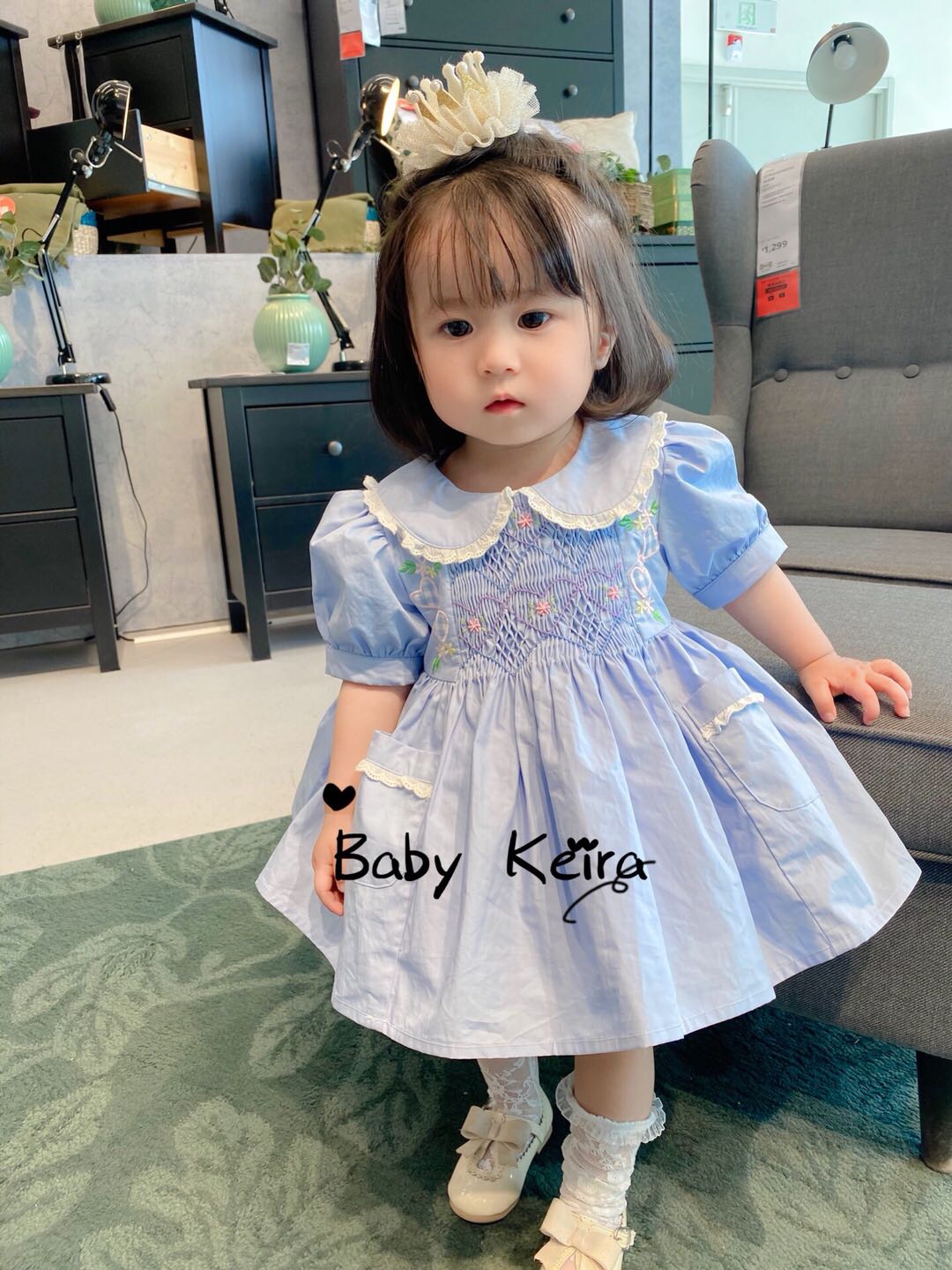 西班牙童装女童夏季手工打揽连衣裙女宝六一儿童节裙子生日裙透气