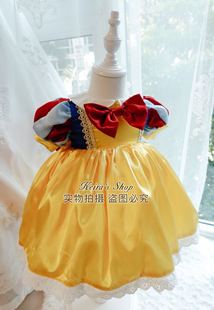 西班牙童装女童夏季白雪公主连衣裙迪士尼周岁生日裙法式礼服洋气