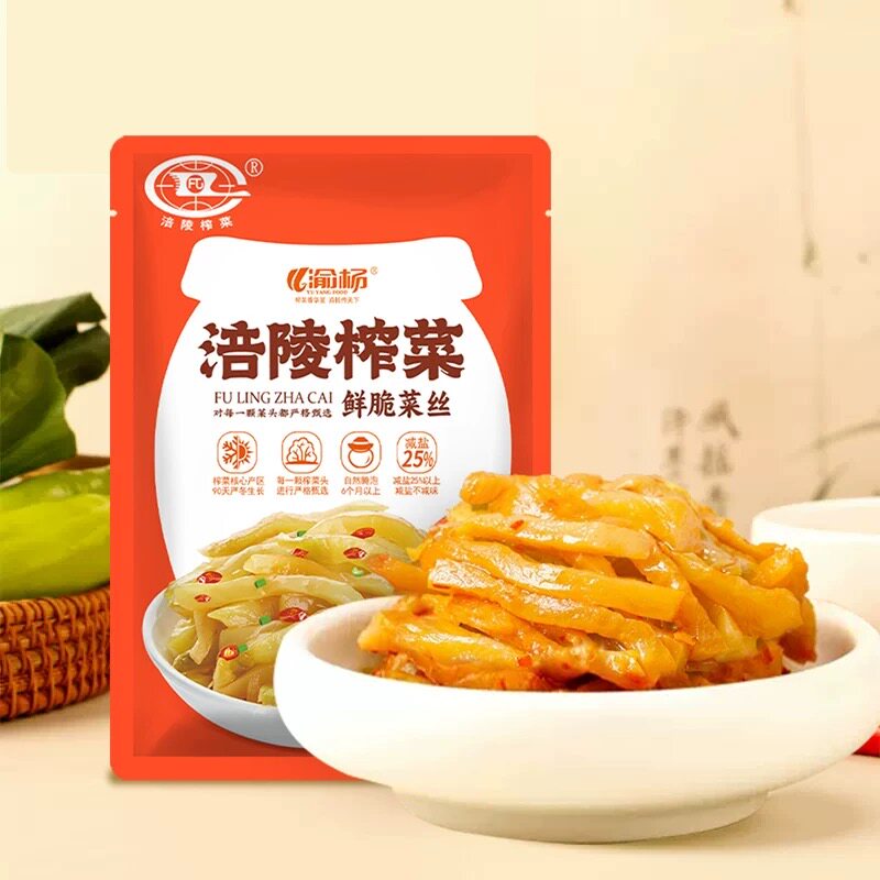 渝杨涪陵榨菜丝30克每袋减盐独立小包装鲜脆菜丝开胃下饭菜图片