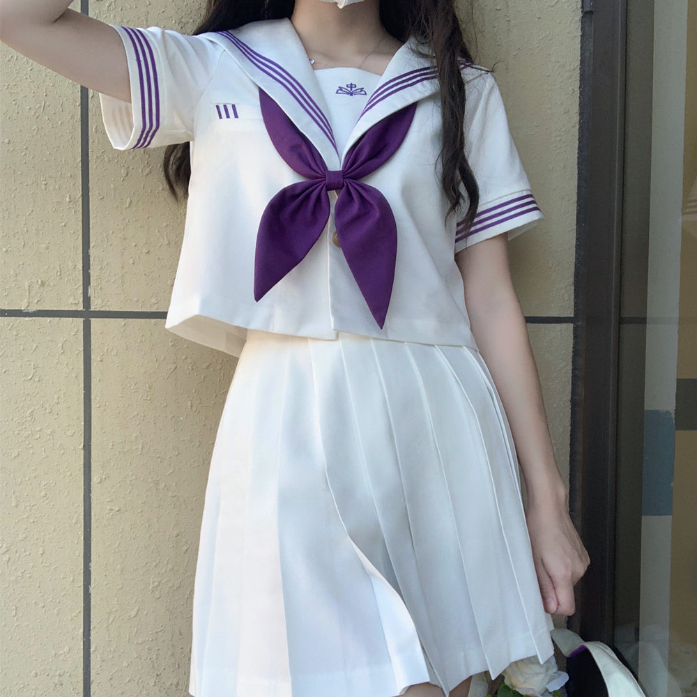 春夏学院风短袖水手服百褶裙