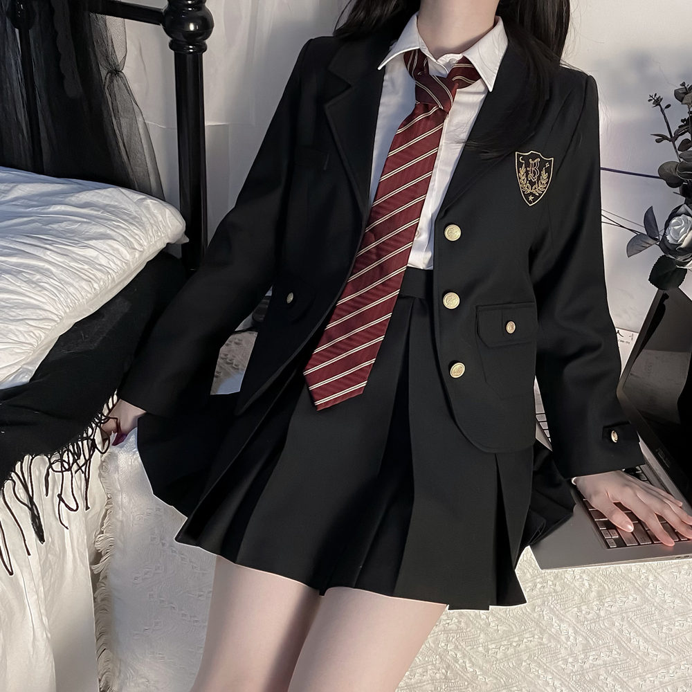 外套校供感校服西服半身裙套装