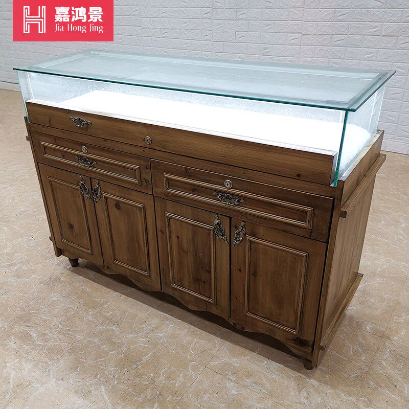 复古珠宝展示柜实木玉器玻璃透明展柜饰品首饰柜台蜜蜡陈列柜翡翠在类目 商业/办公家具, 货架/展柜, 精品展柜/陈列柜中 - 来自Buy2taobao.com提供专业的淘宝代购服务