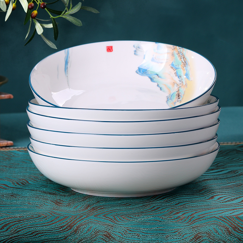 平滑如玉釉中彩陶瓷家用碗盘餐具