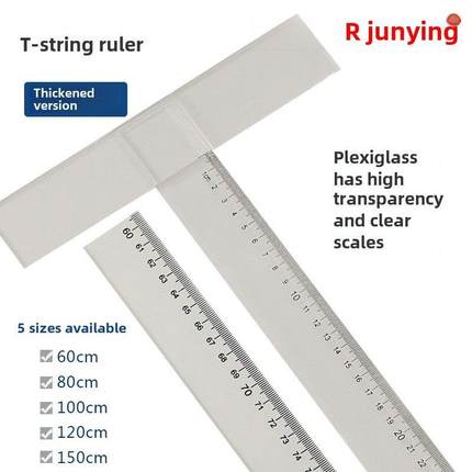 君英/天利有机塑料加厚t型尺学生设计施工图尺60/90/100