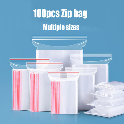 100pcs Zip Bags Reclosable Clear Storage ziploc Bag packing