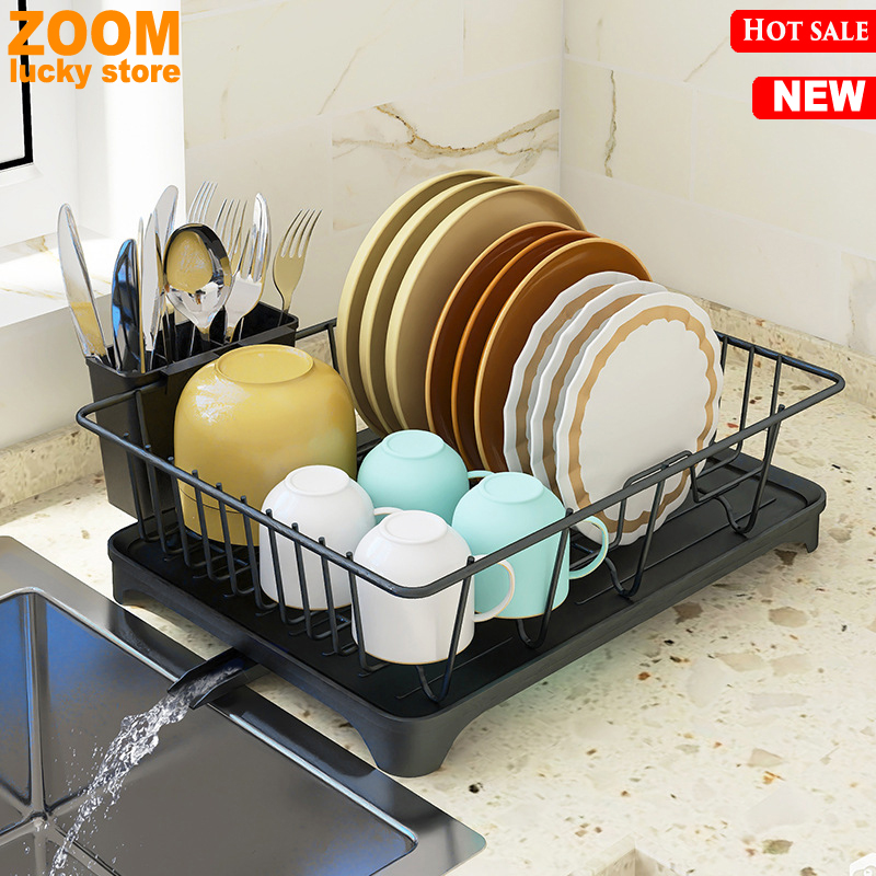 Stainless steel dish drying rack kitchen storage cup holder