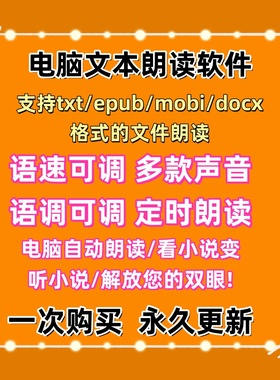 电脑文本朗读工具软件听txt mobi epub docx小说朗读阅读多种音色