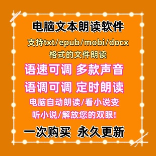 电脑文本朗读工具软件听txt mobi epub docx小说朗读阅读多种音色